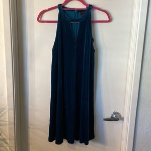 Teal Blue Velvet mini dress
